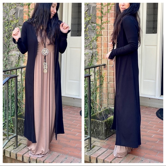 Mocha side pocket 3/4 sleeves maxi dress - Picture 4 of 7